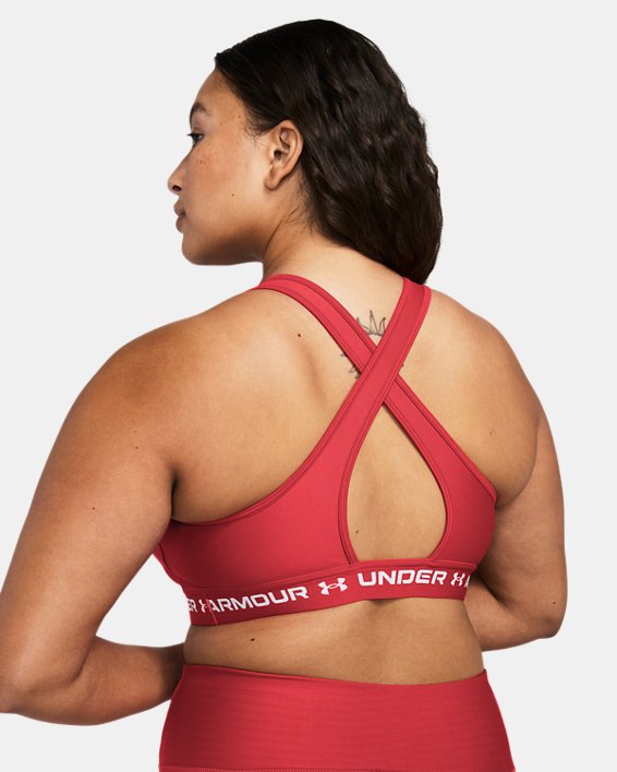 Women's Armour® Mid Crossback Sports Bra, Red, pdpMainDesktop image number 7